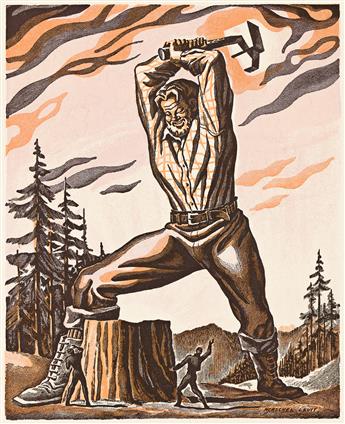THE MEAD SALES COMPANY Group of Ten Prints from the Paul Bunyan Campaign Collection.